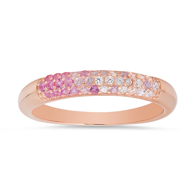 Pink And White Cubic Zirconia 14k Rose Gold Over Sterling Silver Ring 0.21ctw