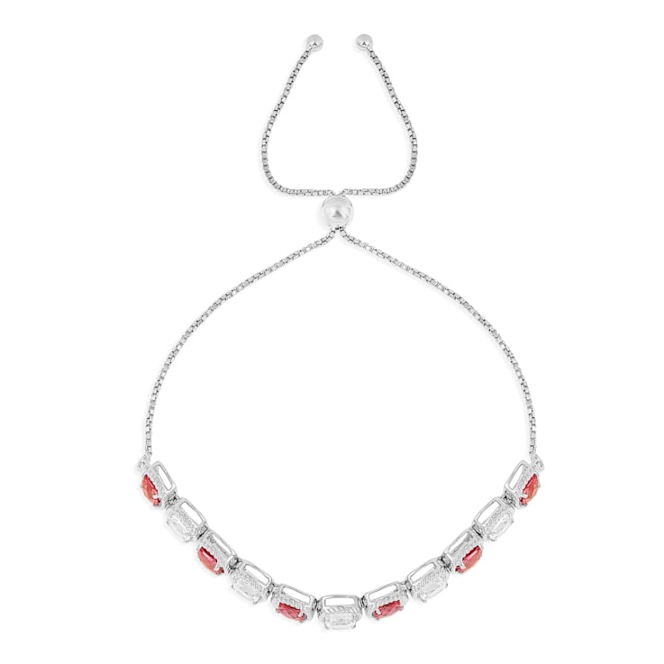 Peach Orange Lab Created Padparadscha and White Sapphire Orange Bracelet
for women