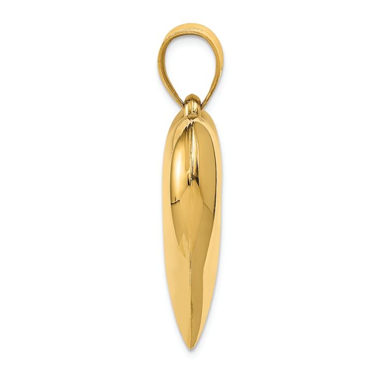 14k Yellow Gold 3D Polished Puffed Heart Pendant
