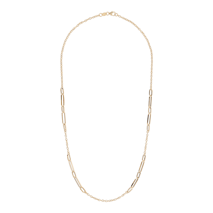 14K Yellow Gold 2.3 and 4.0 mm Paperclip Link 20 Inch Necklace