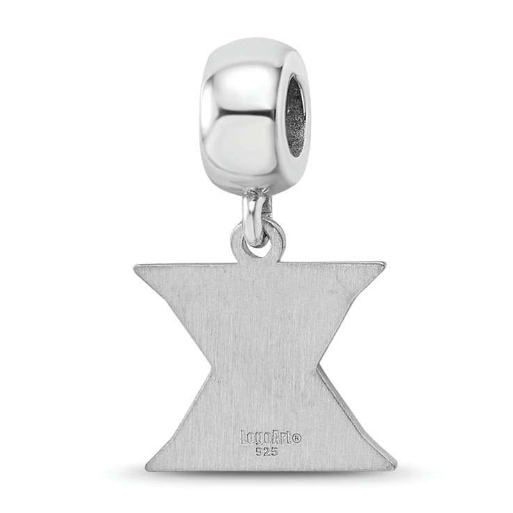 Sterling Silver Rhodium-plated LogoArt Xavier University Small Dangle Bead