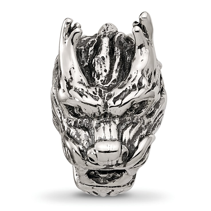 Sterling Silver Textured Dragon Head Bead