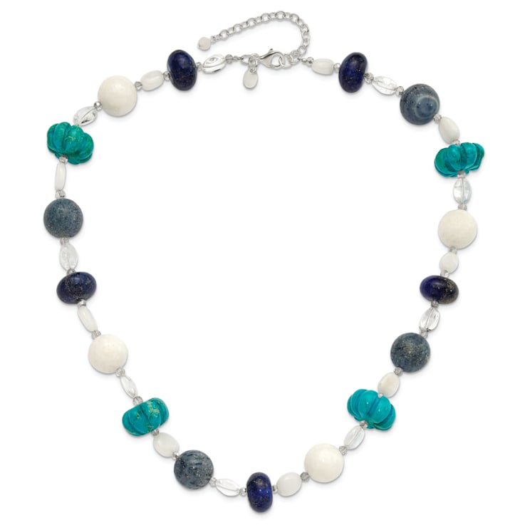 Sterling Silver Coral, Howlite, Jadeite, Lapis, Quartz, Crystal 2-inch
Extension Necklace