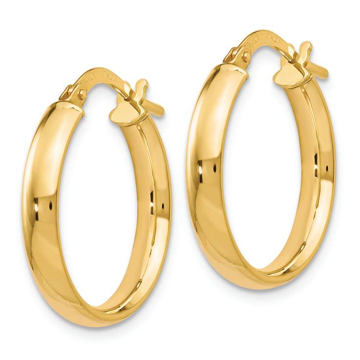 10k Yellow Gold 9/16 inch Polished Hoop Earrings