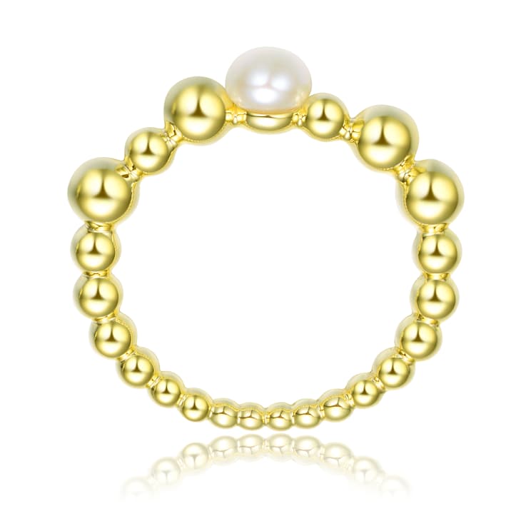 Freshwater Pearl Beaded Band Ring In 14K Gold Over Sterling Silver