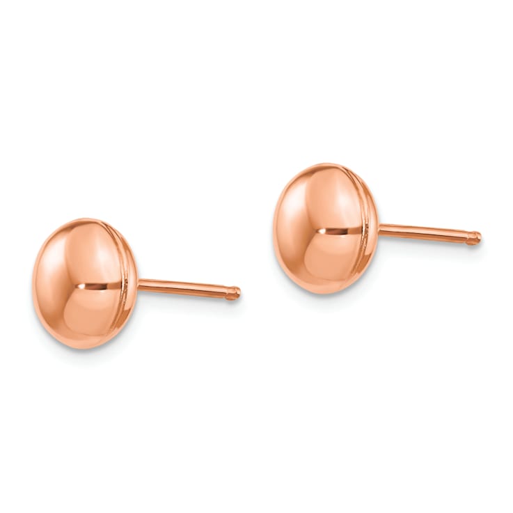 14k Rose Gold Polished 8mm Button Earrings