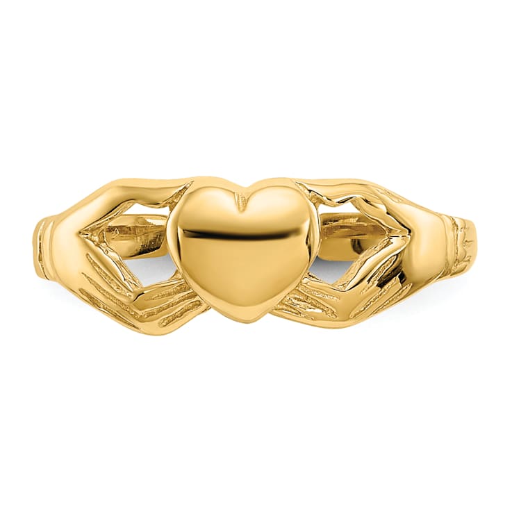 14K Yellow Gold Polished Claddagh Toe Ring