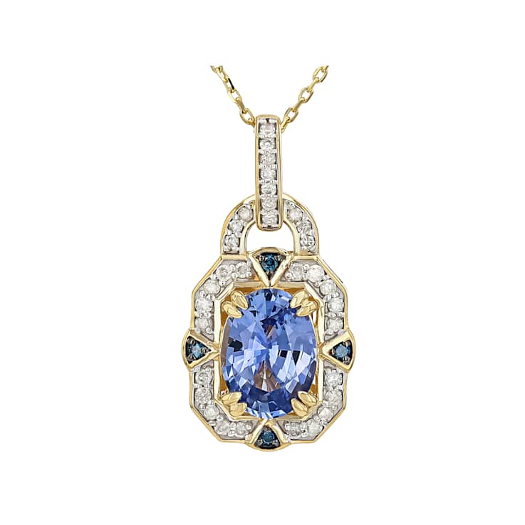 Ceylon Sapphire And Diamond Pendant Necklace In 14K Gold