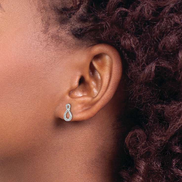 Rhodium Over 14k White Gold Diamond Twisted Stud Earrings