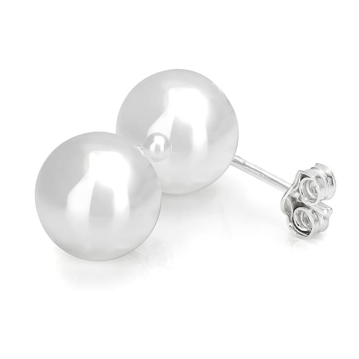 Polished Ball Stud Earrings In Sterling Silver 9mm