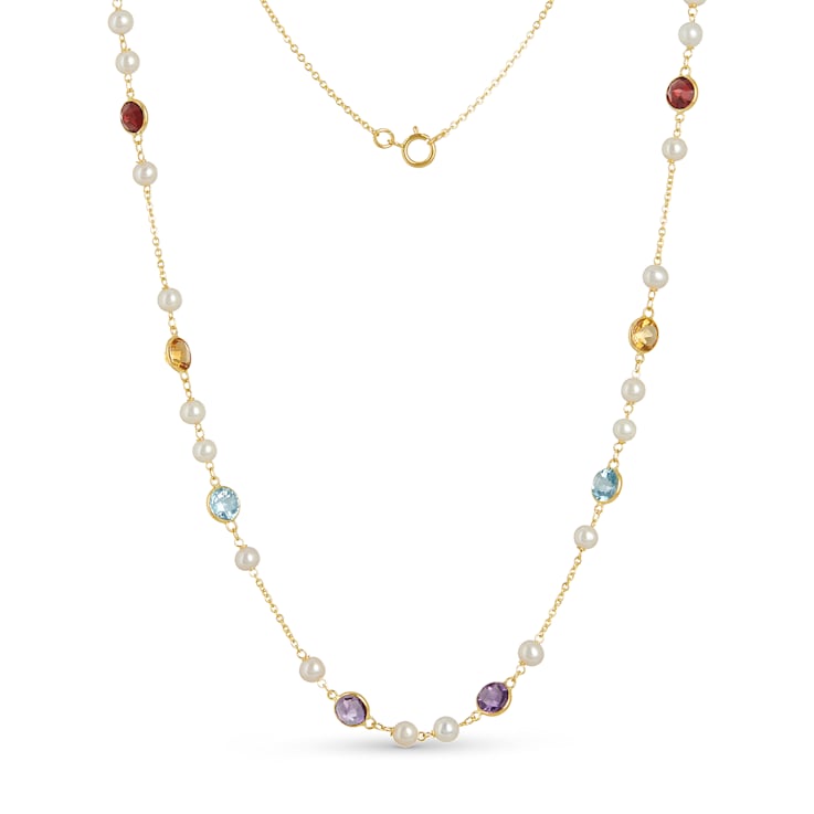 Multi-Gem 14k Yellow Gold 18" Necklace 9.19ctw