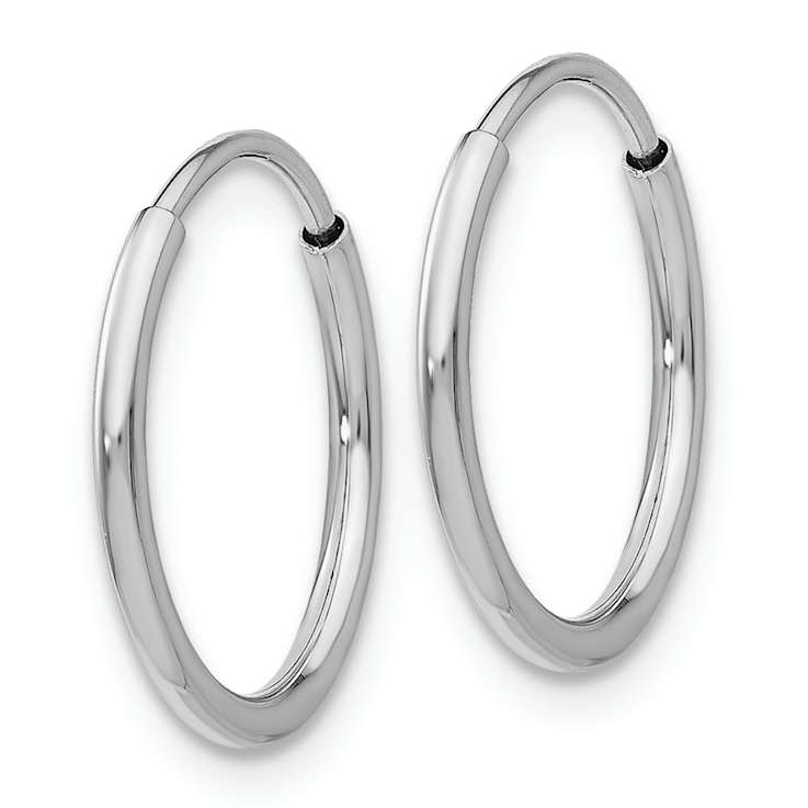 Rhodium Over 14k White Gold Polished 9/16" Endless Tube Hoop Earrings