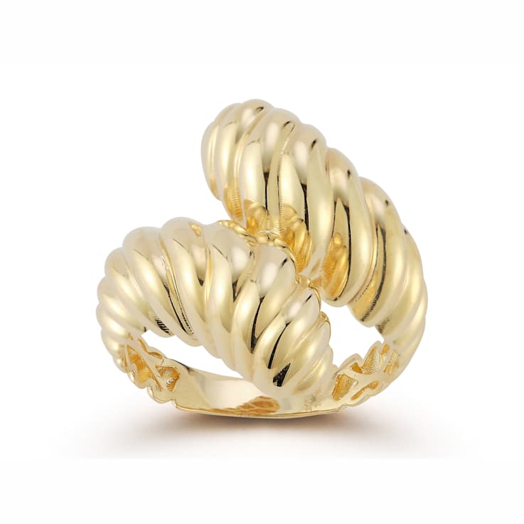 Bellissima Gold 14K Yellow Gold Ridged Bypass Ring