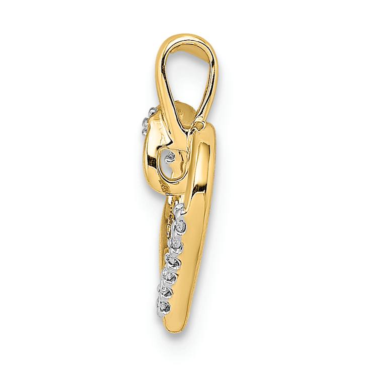 14K Two-tone Gold  Diamond Heart Pendant