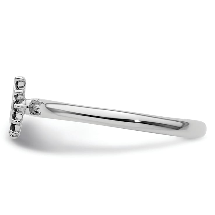 Rhodium Over Sterling Silver Stackable Expressions Diamond Horseshoe
Ring 0.11ctw
