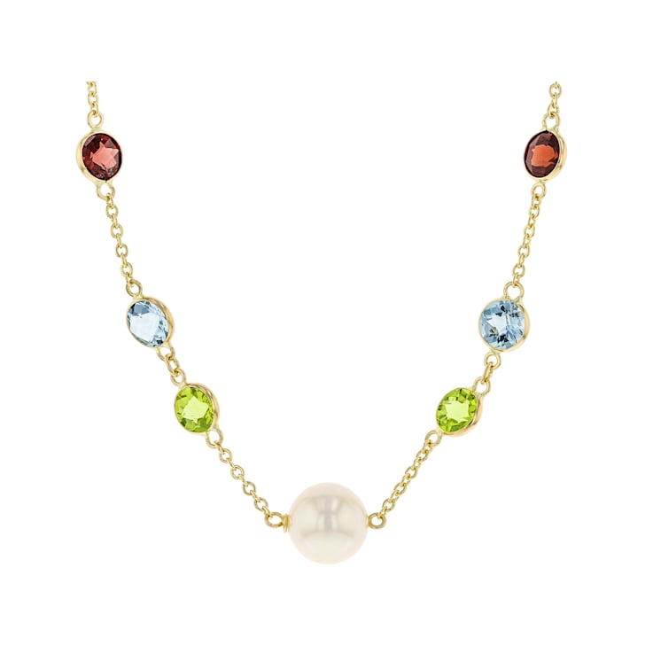 Multi-Gem 14k Yellow Gold 18" Necklace 9.69ctw