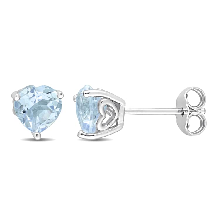 2ctw Heart Sky Blue Topaz Stud Earrings in Sterling Silver