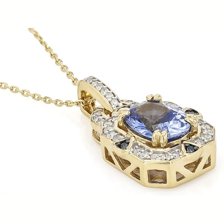 Ceylon Sapphire And Diamond Pendant Necklace In 14K Gold