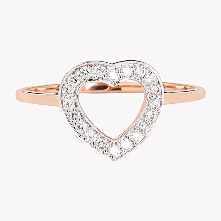 Lab Grown Diamond 10K Rose Gold Open Design Heart Shape Ring, 0.22ctw