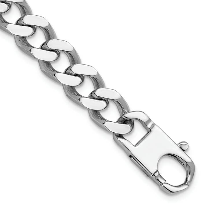 Rhodium Over Sterling Silver Polished 10.0mm Curb 8 Inch Chain Bracelet