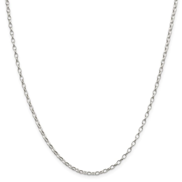 Sterling Silver 2.5mm Oval Fancy Rolo Chain Necklace