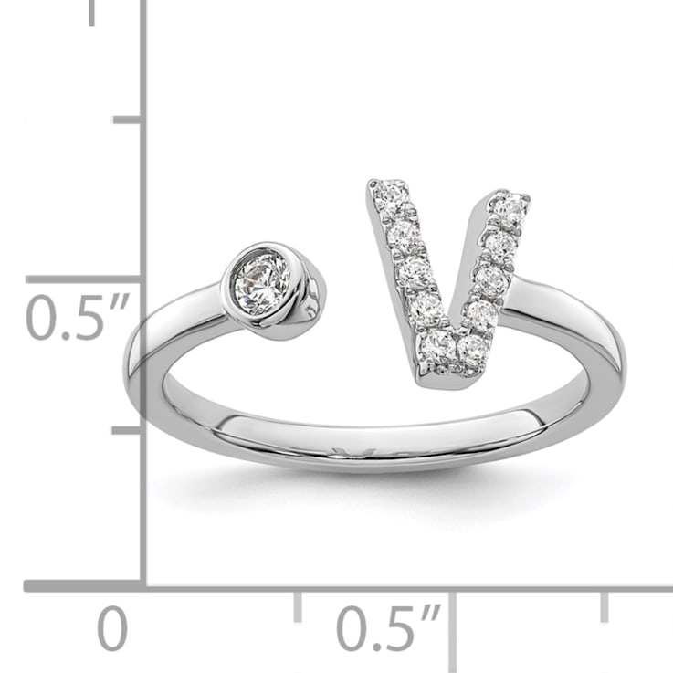 Rhodium Over 14K White Gold Lab Grown Diamond VS/SI GH, Initial V
Adjustable Ring