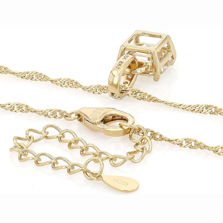 Diamond Simulant Asscher Candlelight And Lab-Grown Diamond Pendant
Necklace In 18K Gold Over Sterling Silver 3.40ctw
