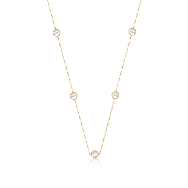 Mother-Of-Pearl Mariner Link Station Necklace In 14K Gold Over Sterling Silver