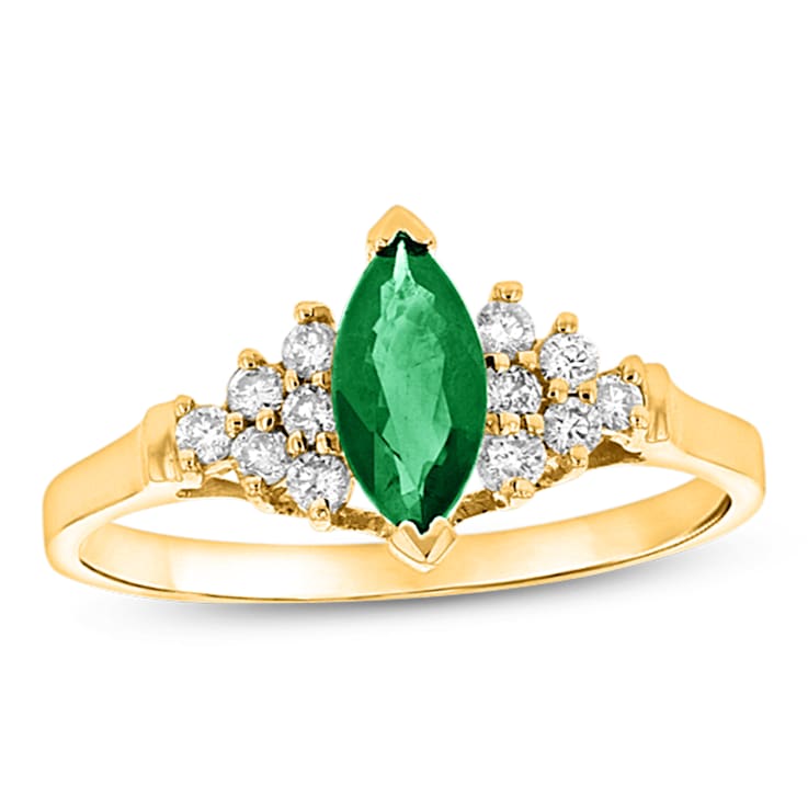 0.69ctw Emerald and Diamond Ring in 14k Yellow Gold