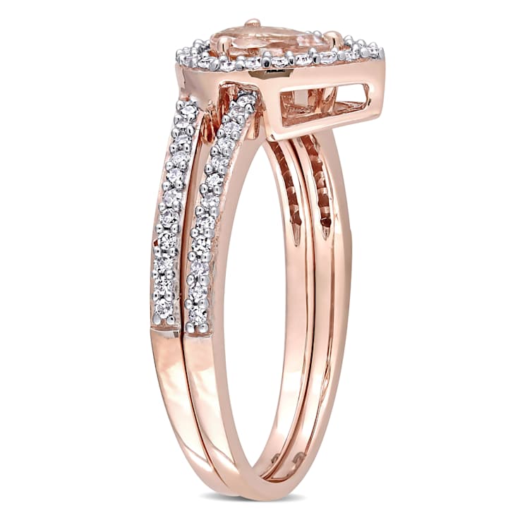 Morganite and Diamond 10K Rose Gold Ring 0.73ctw