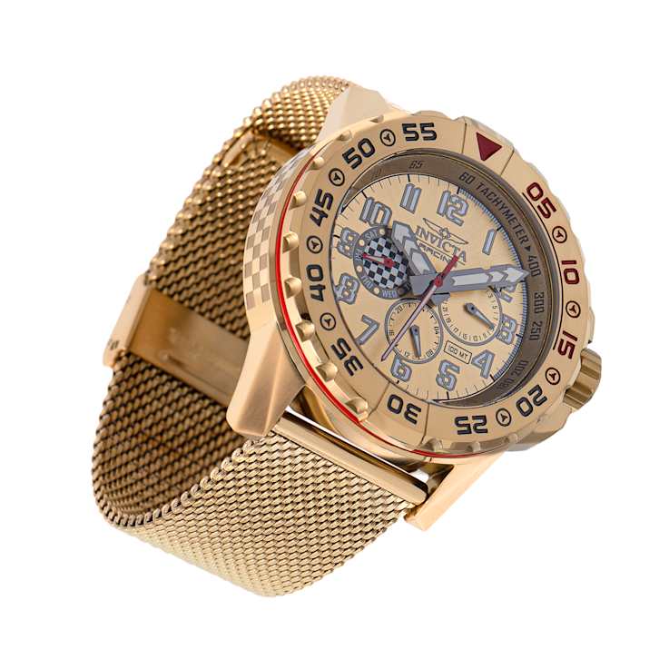 Invicta Racing 48mm Gold Tone Stainless Steel Quartz Watch