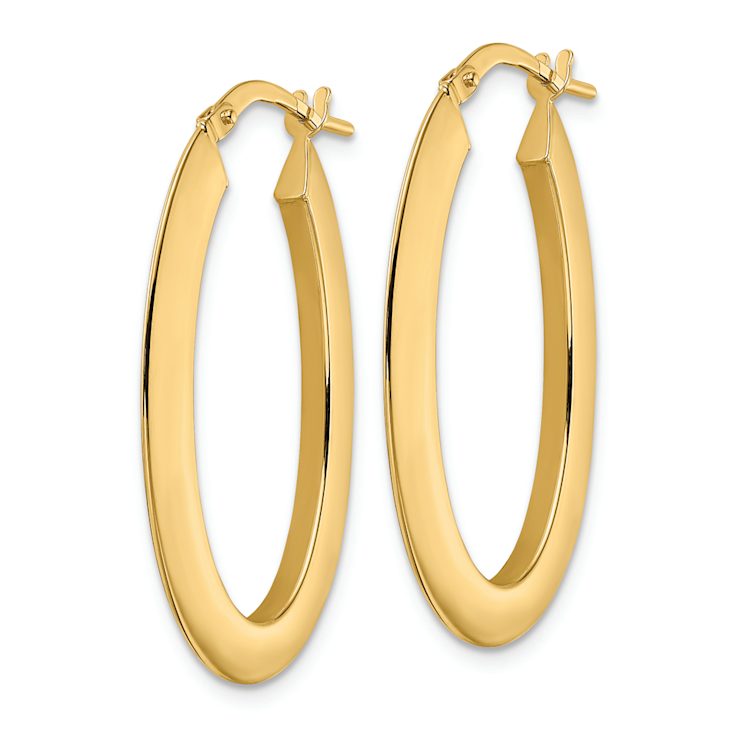 14k Yellow Gold Polished 1 5/16" Oval Hoop Earrings