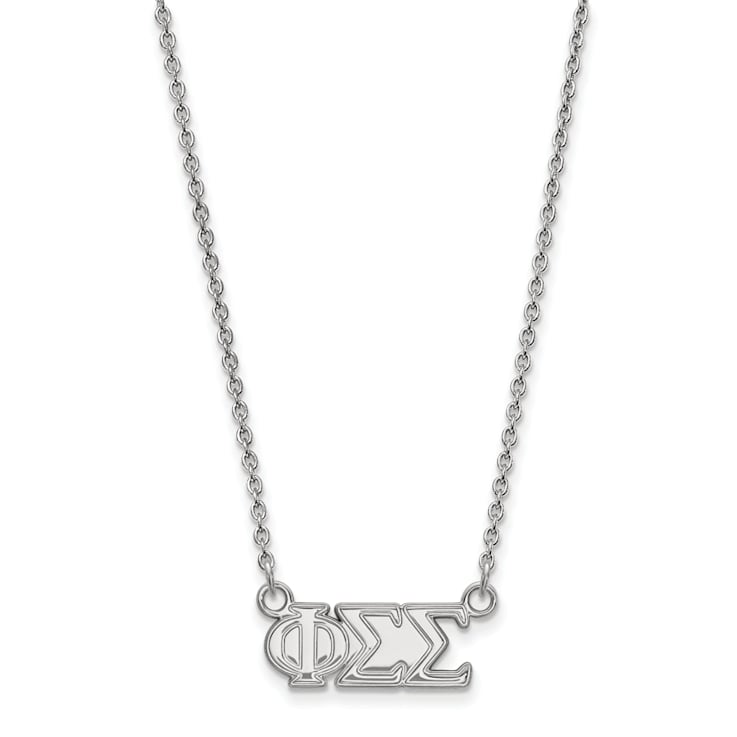 Rhodium Over Sterling Silver LogoArt Phi Sigma Sigma Medium Pendant Necklace