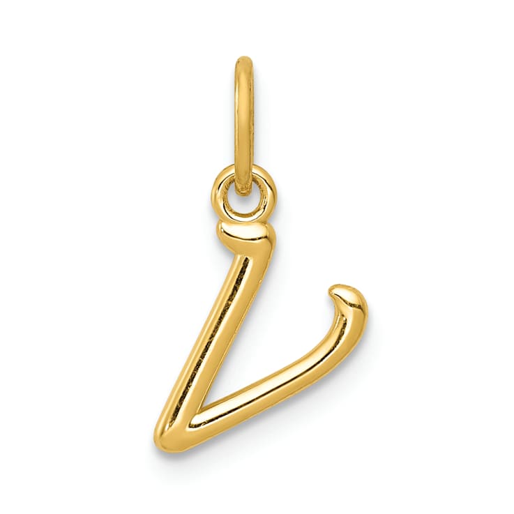 10K Yellow Gold Polished Letter v Initial Charm