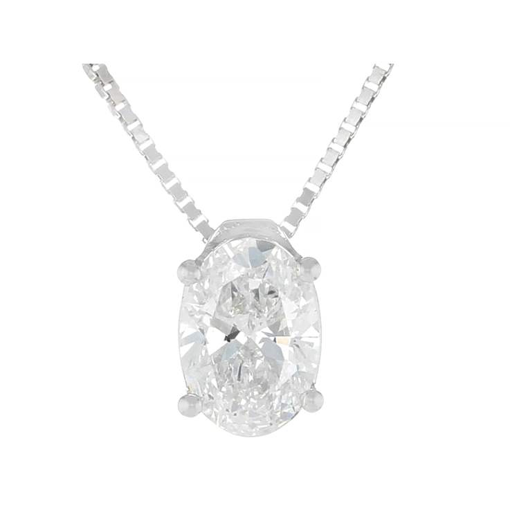 Lab-Grown Diamond Oval Slide Pendant In Sterling Silver 0.50ctw