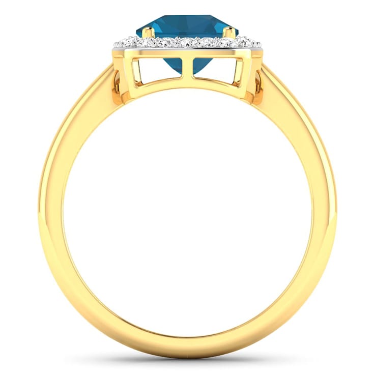 2.17ctw London Blue Topaz and Diamond 14K Yellow Gold Halo Ring