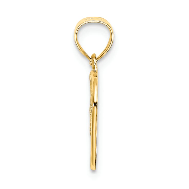 10K Yellow Gold Cut-Out Textured Woven Heart Charm