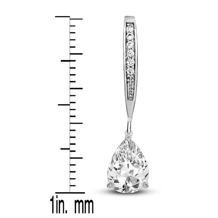 Pear Shape CZ Teardrop Drop Earrings In Sterling Silver