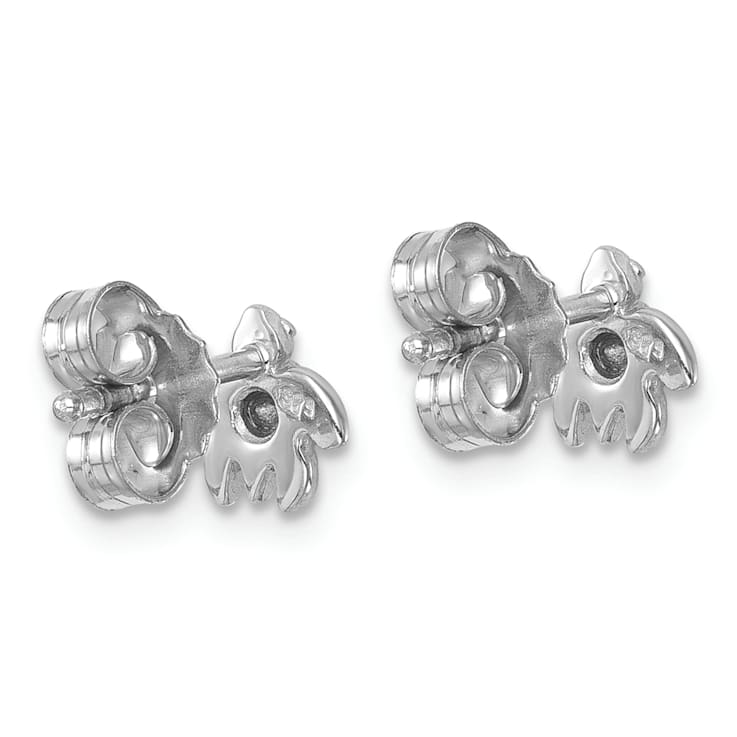 Rhodium Over Sterling Silver Crystal Inlay Tiny Turtle Earrings