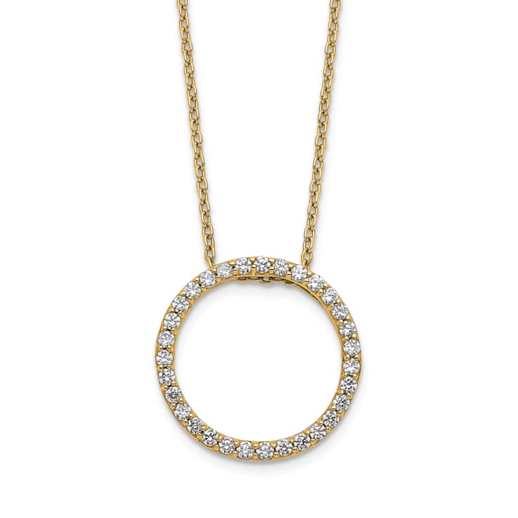 10k Yellow Gold 0.46 ctw Diamond Circle Pendant with 18 inch Cable Chain