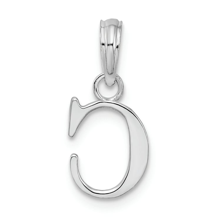 Sterling Silver Polished Block Initial -C- Pendant