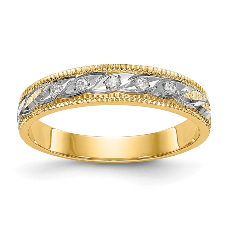 14K Yellow Gold AA Quality Ladies Wedding Band 0.05ctw