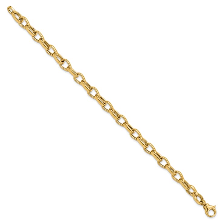 14k Yellow Gold 6.8mm Polished Fancy Link Bracelet