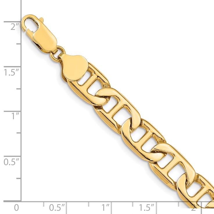 14K Yellow Gold 8.75mm Solid Hand-Polished Anchor Link Bracelet