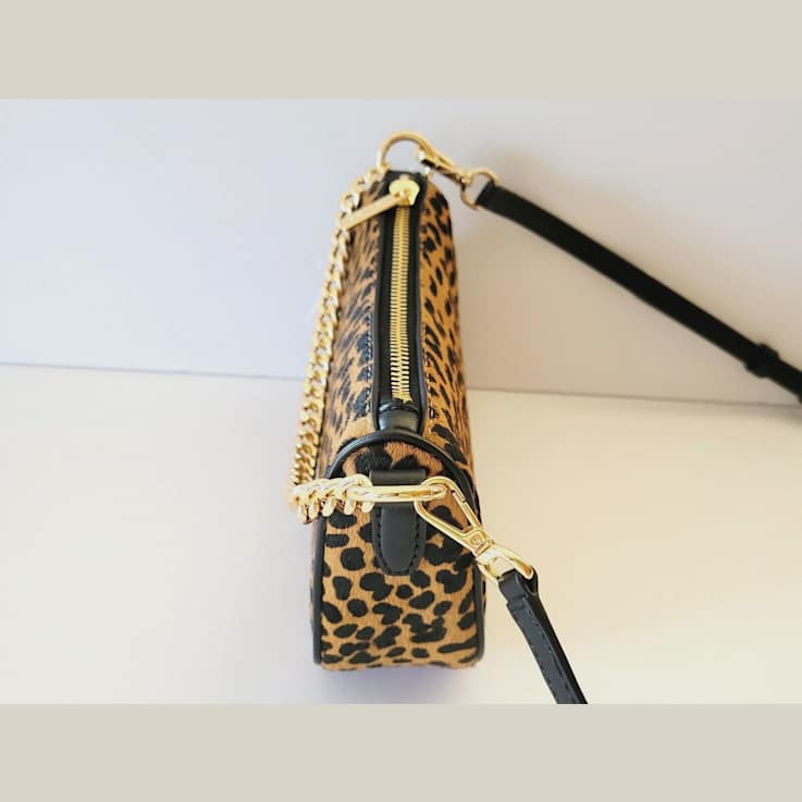 Michael Kors Carmela Small Leather Pouchette Chain Crossbody Handbag in
Black Multi