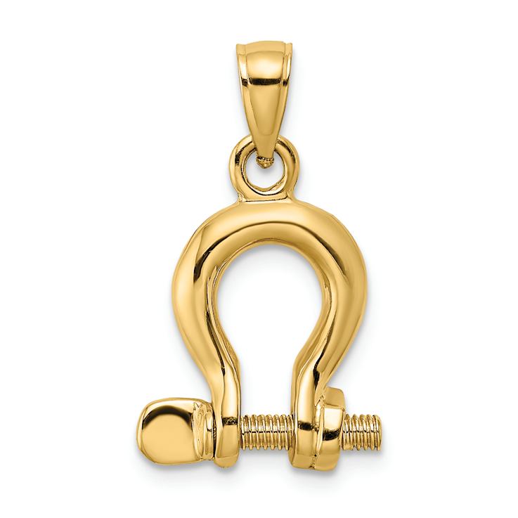 14k Yellow Gold 3D Moveable Medium Shackle Link Screw Charm