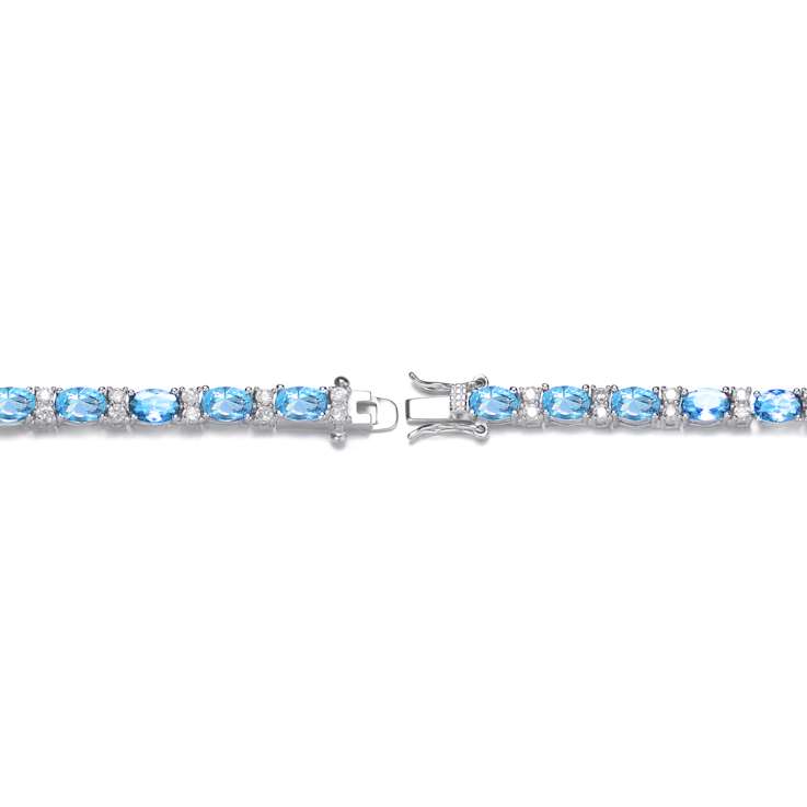 Topaz Color CZ Tennis Bracelet In Sterling Silver