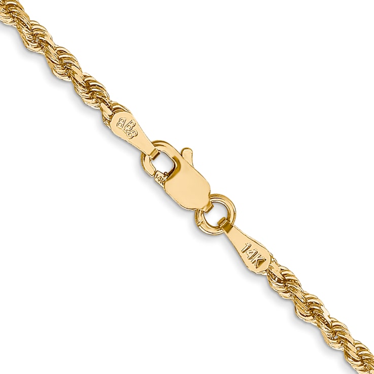 14k Yellow Gold 2.25mm Diamond Cut Rope with Lobster Clasp Chain 24 Inches