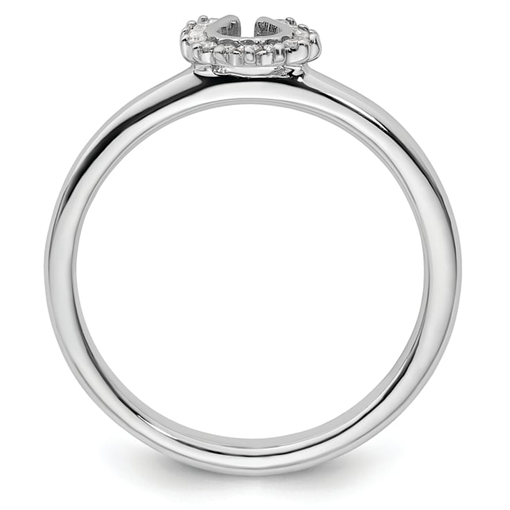 Rhodium Over Sterling Silver Stackable Expressions Diamond Horseshoe
Ring 0.07ctw