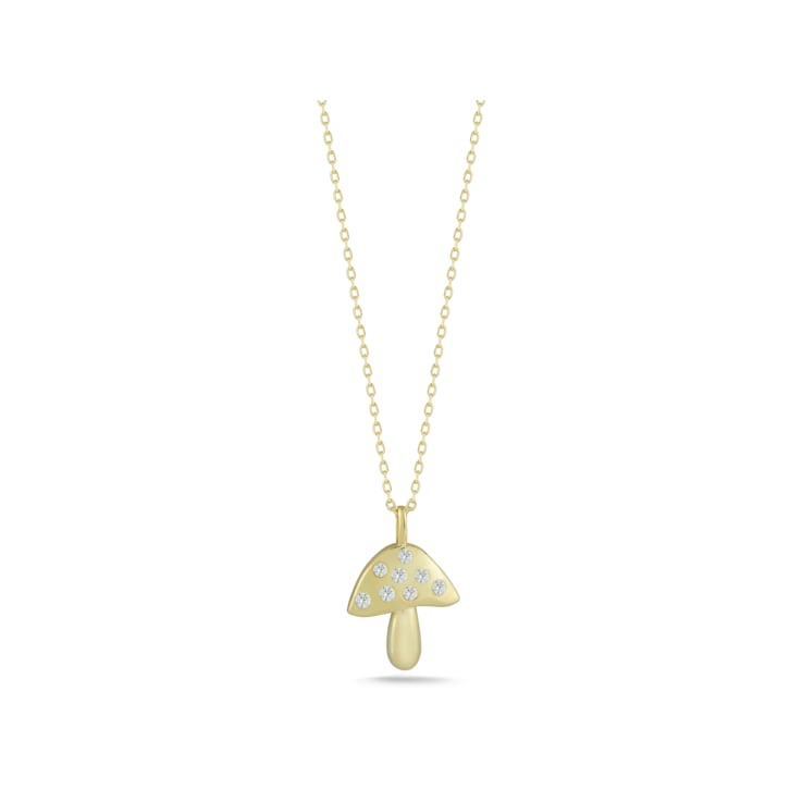 Sterling Statements 14K Yellow Gold Over Sterling Silver CZ Mushroom Necklace